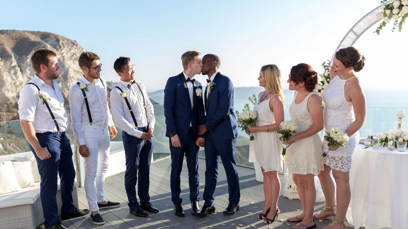 Same Sex Weddings In Greece Santorini And The Greek Islands Aegean Dream Weddings 0453